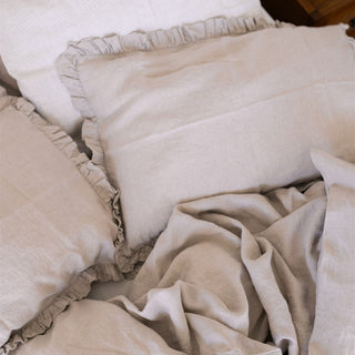 Natural Linen Pillowcase with Frills - Linen Tales B2B 
