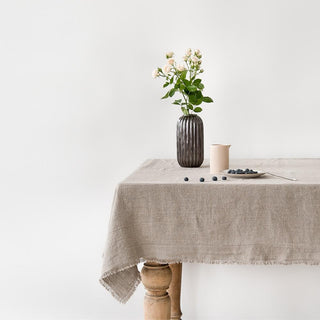 Natural Linen Tablecloth with Fringes - Linen Tales B2B 