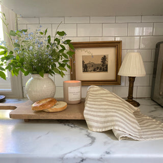 Natural White Stripes Linen Kitchen Towel - Linen Tales B2B 