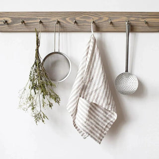 Natural White Stripes Linen Kitchen Towel - Linen Tales B2B 