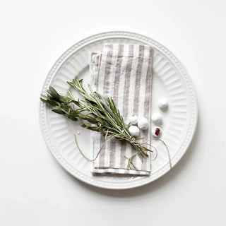 Natural White Stripes Linen Napkins Set of 2 - Linen Tales B2B 