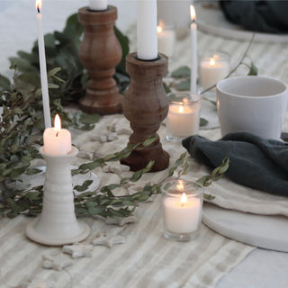 Natural White Stripes Linen Table Runner - Linen Tales B2B 4