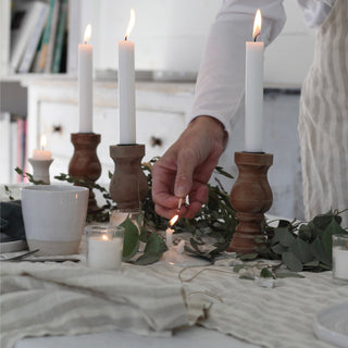Natural White Stripes Linen Table Runner - Linen Tales B2B 3