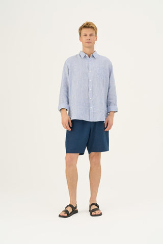Navy Linen Amabilis Shorts - Linen Tales B2B 