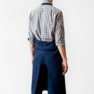 Navy Linen Chef Apron - Linen Tales B2B 