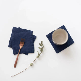 Navy Linen Coasters Set of 4 - Linen Tales B2B 