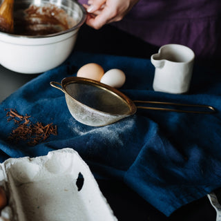 Navy Linen Kitchen Towel - Linen Tales B2B 