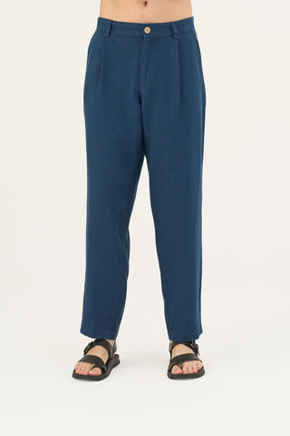 Navy Linen Magnus Trousers - Linen Tales Global 