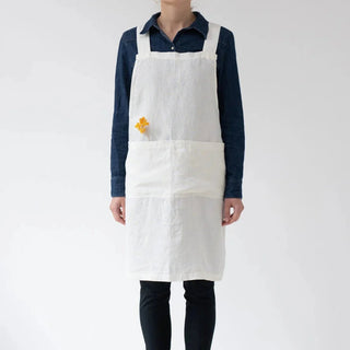 Off - White Linen Crossback Apron - Linen Tales B2B 