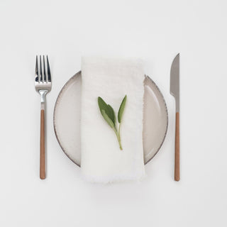 Off - White Linen Napkins with Fringes Set of 2 - Linen Tales B2B 