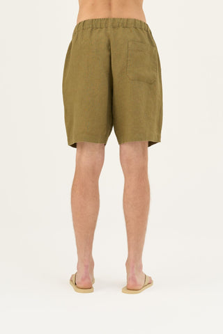 Olive Khaki Linen Amabilis Shorts - Linen Tales B2B 6