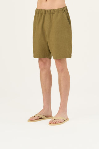 Olive Khaki Linen Amabilis Shorts - Linen Tales B2B 4