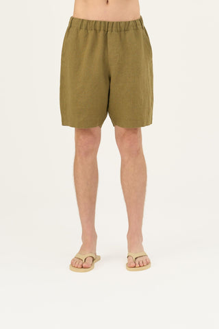 Olive Khaki Linen Amabilis Shorts - Linen Tales B2B 3