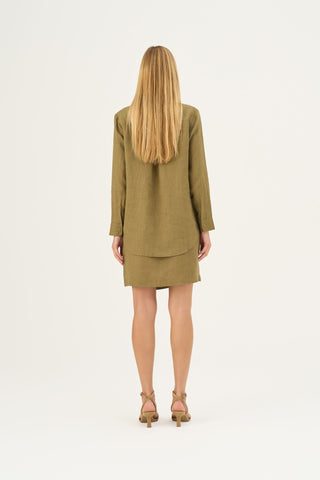 Olive Khaki Linen Azalea Shirt - Linen Tales Global 6