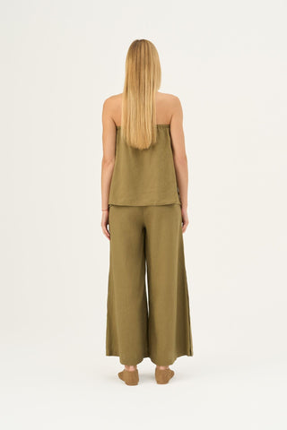 Olive Khaki Linen Candela Top - Linen Tales B2B 4
