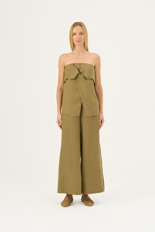 Olive Khaki Linen Candela Top - Linen Tales B2B 