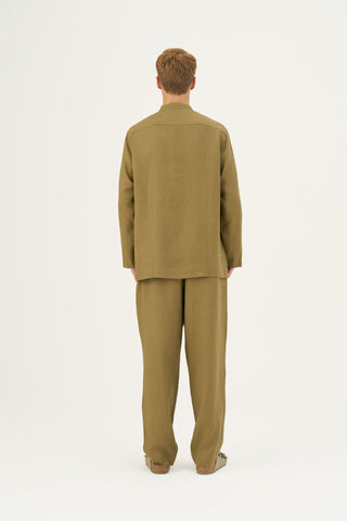 Olive Khaki Linen Currant Loungewear Set - Linen Tales B2B 3