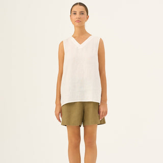 Olive Khaki Linen Hip - Hop Shorts - Linen Tales B2B 