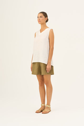 Olive Khaki Linen Hip - Hop Shorts - Linen Tales B2B 