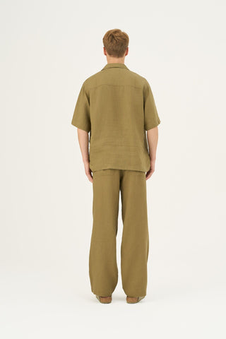 Olive Khaki Linen Libertas Shirt - Linen Tales B2B 4