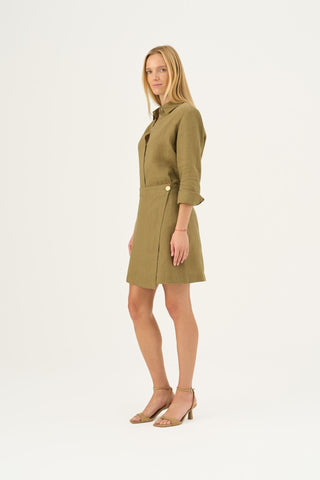 Olive Khaki Linen Lumen Skirt - Linen Tales B2B 