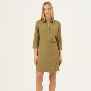 Olive Khaki Linen Lumen Skirt - Linen Tales B2B 