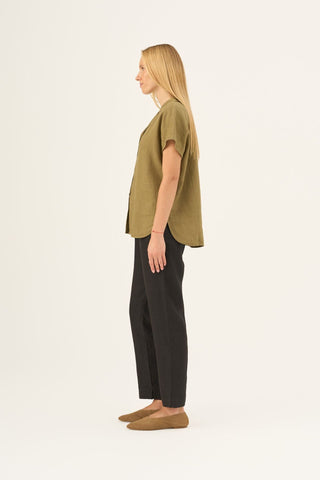 Olive Khaki Linen Melody Shirt - Linen Tales B2B 3