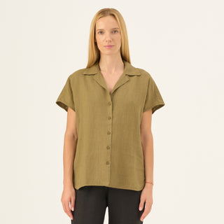 Olive Khaki Linen Melody Shirt - Linen Tales B2B 