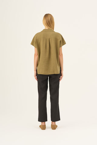 Olive Khaki Linen Melody Shirt - Linen Tales B2B 4