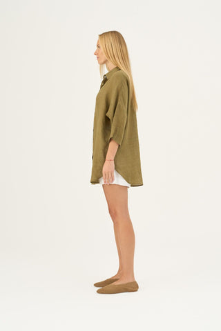 Olive Khaki Linen Oregano Shirt - Linen Tales B2B 3
