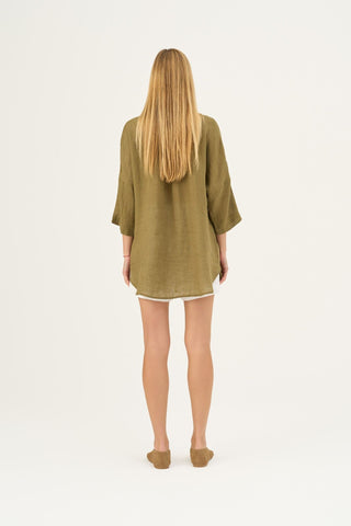 Olive Khaki Linen Oregano Shirt - Linen Tales B2B 4