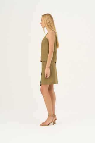 Olive Khaki Linen Polka Top - Linen Tales B2B 3