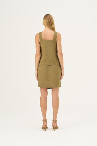 Olive Khaki Linen Polka Top - Linen Tales B2B 4