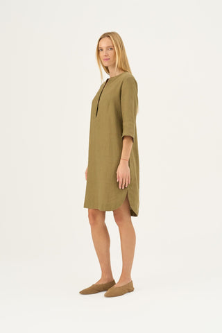 Olive Khaki Linen Prelude Dress - Linen Tales B2B 3