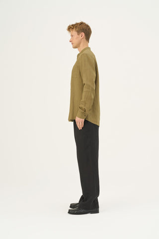 Olive Khaki Linen Snapdragon Shirt - Linen Tales Global 3