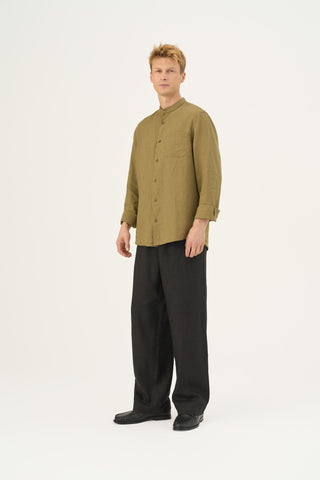 Olive Khaki Linen Snapdragon Shirt - Linen Tales Global 5