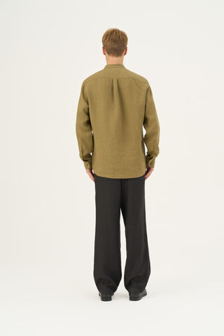 Olive Khaki Linen Snapdragon Shirt - Linen Tales Global 4