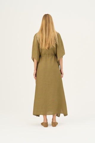 Olive Khaki Linen Sol Dress - Linen Tales B2B 6