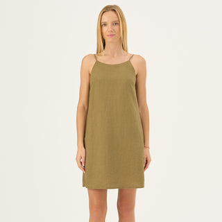 Olive Khaki Linen Stella Dress - Linen Tales B2B 