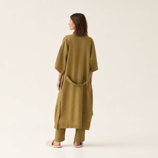 Olive Khaki Linen Summer Bathrobe - Linen Tales B2B 2
