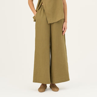 Olive Khaki Linen Zayn Trousers - Linen Tales B2B 1