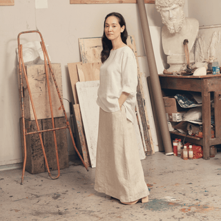 Optical White Linen Bilberry Top - Linen Tales 