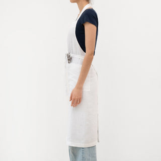 Optical White Linen Chef Apron - Linen Tales B2B 
