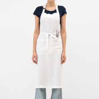 Optical White Linen Chef Apron - Linen Tales B2B 