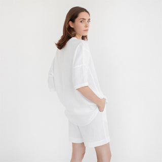 Optical White Linen Clover Pyjama Set - Linen Tales B2B 