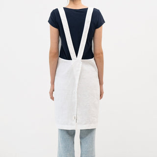Optical White Linen Crossback Apron - Linen Tales B2B 3