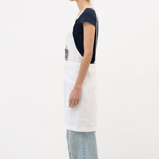 Optical White Linen Crossback Apron - Linen Tales B2B 