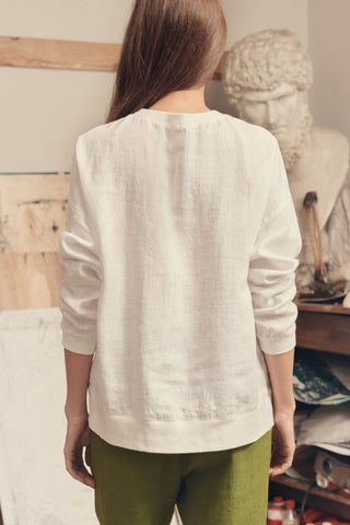 Optical White Linen Dahlia Jumper - Linen Tales B2B 3
