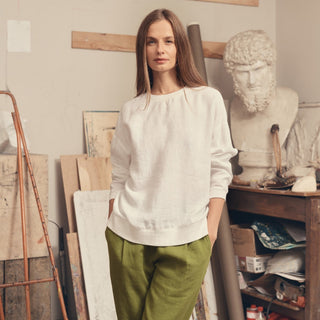 Optical White Linen Dahlia Jumper - Linen Tales B2B 1