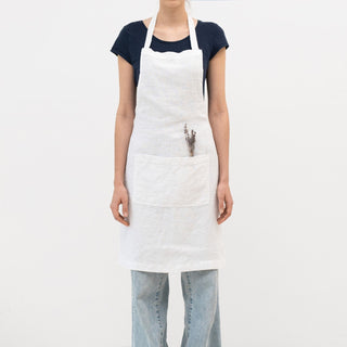 Optical White Linen Daily Apron - Linen Tales B2B 